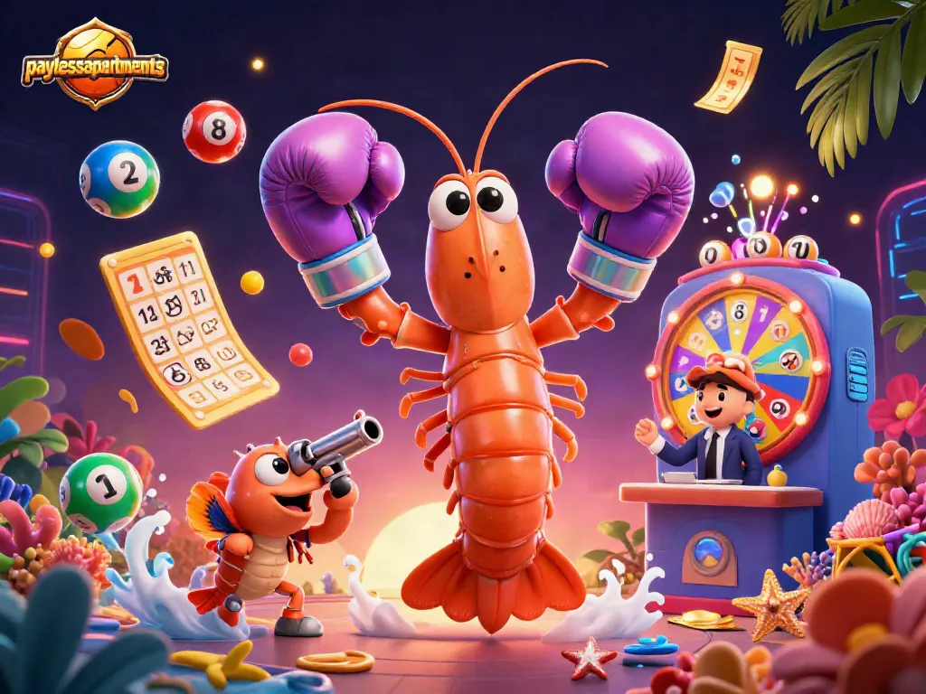Engage with paylessapartments' vibrant and dynamic casino-themed illustration featuring lively sea creatures.