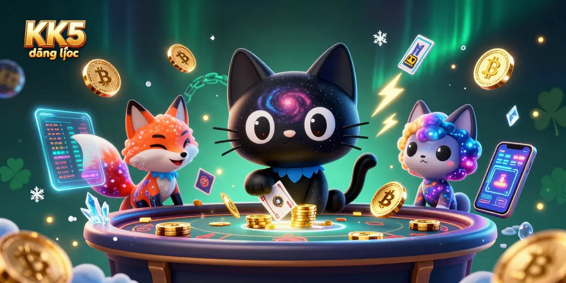 Win big with KK5 đăng nhập at the cosmic casino table, featuring vibrant game elements.