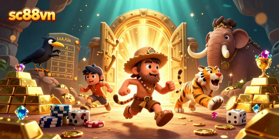 Experience thrilling gaming at sc88vn with caveman duo and treasures in a prehistoric casino.