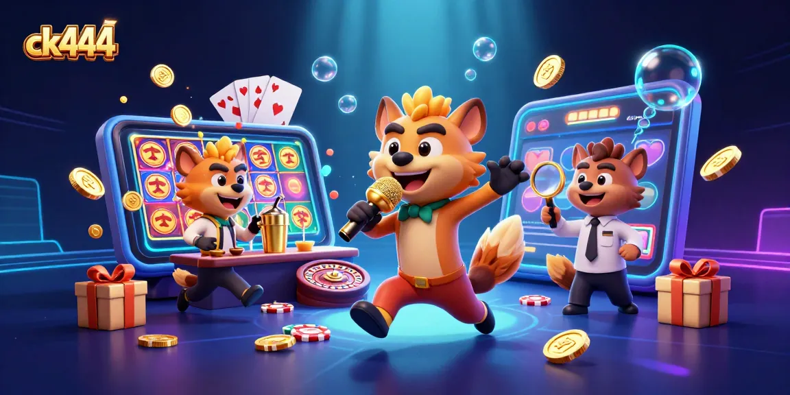 Engage with ck444's vibrant casino experience through hyenas in a dynamic comedy club scene.