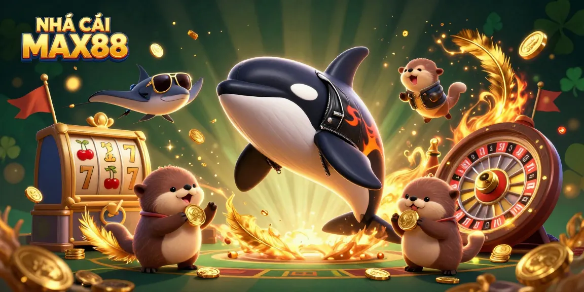 Navigating thrilling slots and games at NHÀ CÁI MAX88 with excitement and golden coins.