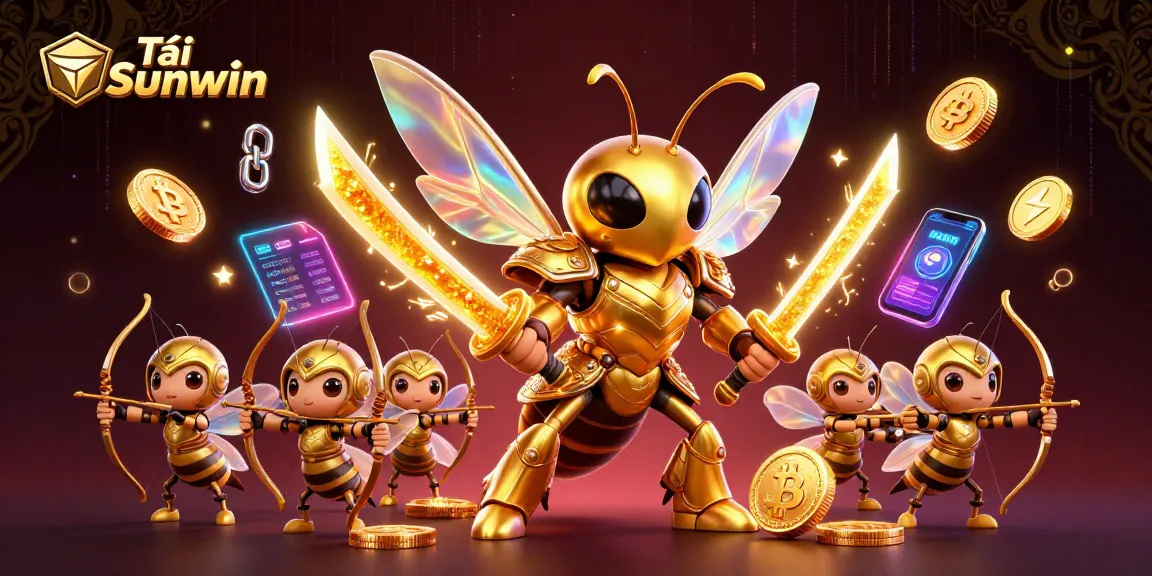 Tải Sunwin and experience epic gaming with thrilling 3D elements featuring golden hornet samurai.